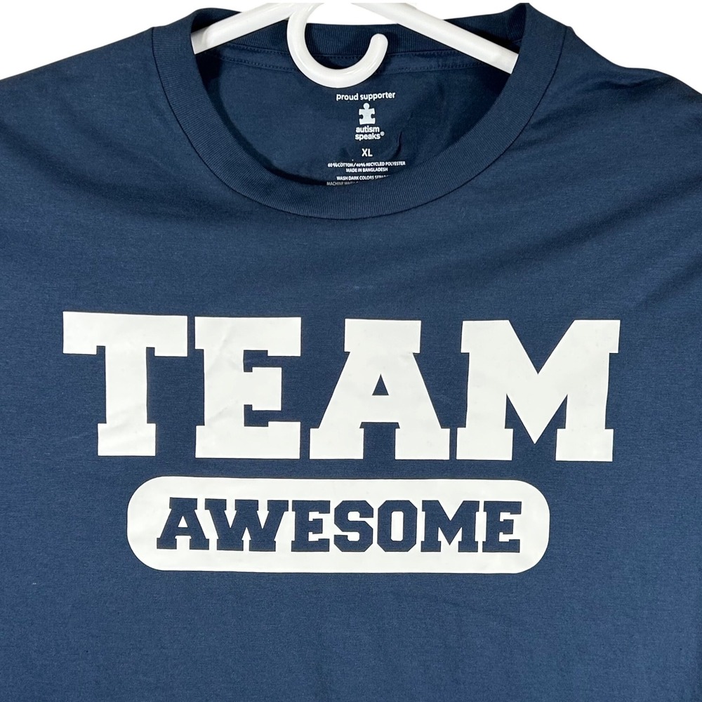 Autism Speaks Team Awesome Navy Blue Graphic T-Shirt Mens Size‎ XL New